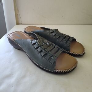 Women's Comfortview green Leather Mules Shoes Size 12M